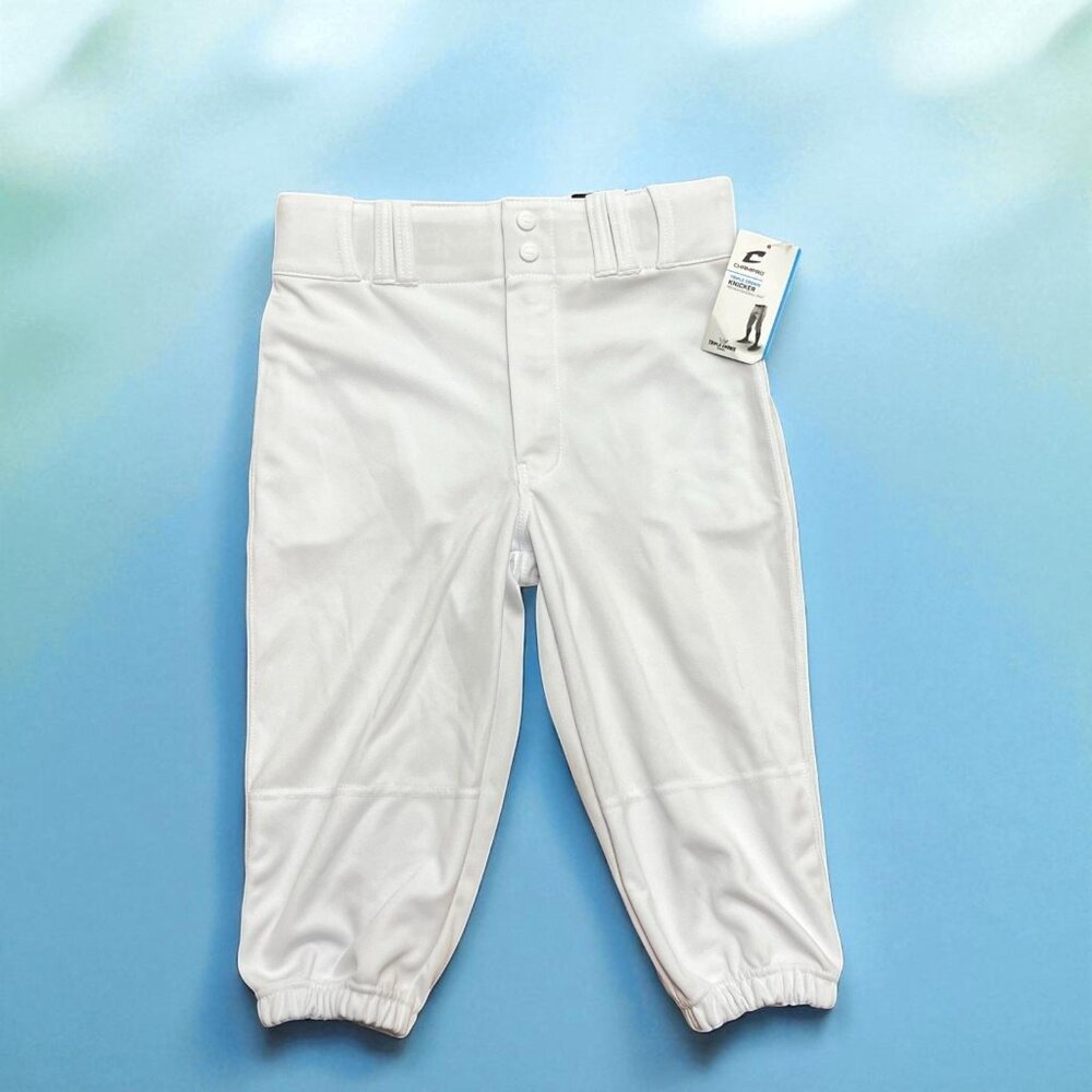 Champro Youth L White Knicker Baseball Pants W/ Elastic Waistband & Reinforced K
